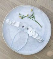 Podwiązka ślubna Aimee śmietanka satynowa ivory kwiaty 3D kamyki boho MIARA