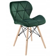 KRZESŁO SKANDYNAWSKIE TAPICEROWANE NOWOCZESNE WELUROWE BUTELKOWA ZIELEŃ DSW