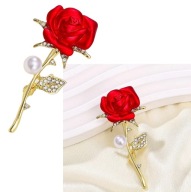 Piękna broszka czerwona róża