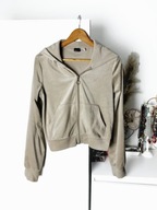 Kremowa welurowa bluza z kapturem Gina Tricot S rozpinana Y2K cozy