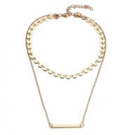 Naszyjnik Choker Złoty Podwójny z Blaszką – Delikatny, Modny Dodatek