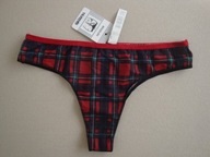 TEZENIS majtki brazyliany czerwone szkocka kratka siateczka Walentynki M