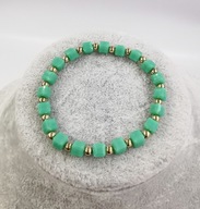 62491 Bransoletka złota stal chirurgiczna koraliki kostki 6 mm