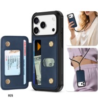 TUCCH Etui iPhone 17 Pro Flip RFID Magnetyczne 3 Karty TPU Granat