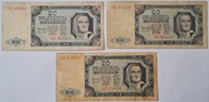 Zestaw Banknotów PRL 20 zł 1948 rok SERIE: FK GZ KB - 4 szt