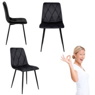 KRZESŁO TAPICEROWANE CZARNE WELUROWE DO JADALNI KUCHNI SALONU BIURKA WELUR