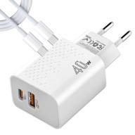 ZESTAW | SZYBKA ŁADOWARKA SIECIOWA USB QC4.0 + KABEL TYPE C | PD20W 3000mA