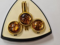 ZSRR komplet spinek + klips do krawata, gwiazda kompasu, lata 70/80