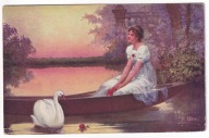 Dziewczyna w łodzi Łabędź 1916r. F. Klimeś y227