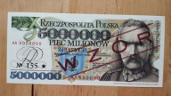 5000000 zł 1995 seria AA "WZÓR" stan 1 (UNC)