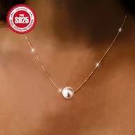 łańcuszek posrebrzany 925 próba platerowany kulka perła miłość walentynki