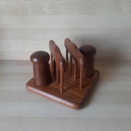 Vintage solniczka pieprzniczka serwetnik drewno tekowe stan vintage nowy