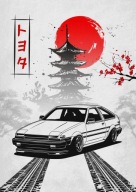 Plakat A3 - Toyota Corolla AE86 Trueno Japan Poster
