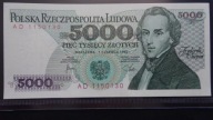 5000 zł 1982 ,seria AD 1150130,stan UNC
