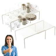 PÓŁKA METALOWA ROZSUWANA ORGANIZER DO SZAFKI KUCHENNEJ BIAŁA STOJAK 33-57CM