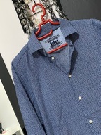 J Koszula Blu Quality Shirting niebieska krople deszczu bawełna M