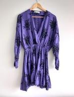 Zara krótka fioletowa sukienka kwiaty falbanka S/M