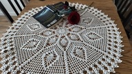Obrus serwetka serweta szydełkowe misterne rękodzieło biała cacko śr80
