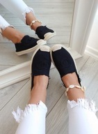 CZARNE ESPADRYLE baleriny Pleciony Przód 37