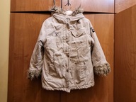 Długa kurtka dziewczęca 110/116 zimowa beżowa z kapturem Snow Star