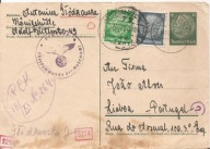 KRÓLEWSKA HUTA CHORZÓW -postkarte -obieg 1941 rok do LIZBONA -paczka PCK