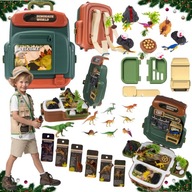 MEGA ZESTAW DINOZAURÓW JAJA FIGURKI W PLECAKU WULKAN DINO WORLD SAFARI XXXL