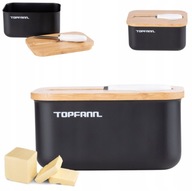 MASELNICZKA Z POKRYWKĄ CZARNA POJEMNIK NA MASŁO STAL Z NOŻYKIEM