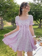 SUKIENKA DZIEWCZĘCA W STYLU ANIME KWIATY KWIATOWA KOKARDKA KORONKOWA HAFT