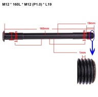 Oś sztywna Thru Axle 160mm M12x1,0 , tylna oś.