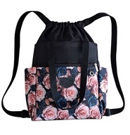 Plecak HABILE design bag DUŻO KIESZONEK worek czarny-róże
