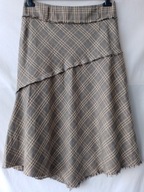 Spódnica asymetryczna w szarobeżową kratkę - 38/40