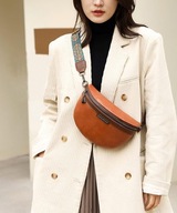 Torebka Saszetka Damska Brązowa Regulowana Wymienne Paski Aztecki Wzór