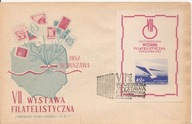 VII WYSTAWA FILATELISTYCZNA -koperta -bloczek stempel -1957 rok FDC