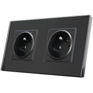 Gniazdo Podwójne Szklane Szkło Zestaw Ramka Podwójna i 2 x Gniazdko