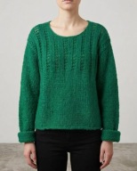 Zielony sweter 30 % delikatny moher ręcznie robiony na drutach / handmade