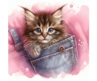 Panel z nadrukiem wodoodporny na torbę 45/45cm kot kociak oxford