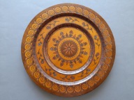 Wielki drewniany talerz na ścianę Cepelia śr. 40 cm