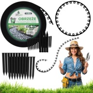 OBRZEŻE OGRODOWE PLASTIKOWE TRAWNIKOWE WYSOKIE ELASTYCZNE 10M + KOŁKI