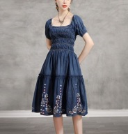 BOHO SUKIENKA MAXI jeansowa z haftem orientalna