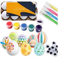 JAJKA PISANKI WIELKANOCNE ZESTAW MALOWANIA ZDOBIENIA FARBY NAKLEJKI