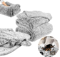 KOC PLED 160×200 CM NARZUTA KAPA SZARY MELANŻ 250G DŁUŻSZY WŁOS MIĘSISTY