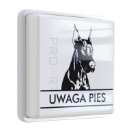 PODŚWIETLANA tabliczka LED uwaga pies psy ostrzegawcza indywidualna