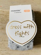 Rajstopki szare z brokatowymi kropkami Primark rozmiar 3-6 miesięcy 68 cm