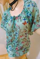 THE STING KOLOROWA SZYFONOWA BLUZKA W KWIATY RETRO VINTAGE L