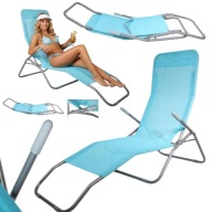 LEŻAK OGRODOWY NA TARAS FOTEL PLAŻOWY METALOWY SKŁADANY GOLIAT LEŻANKA BLUE