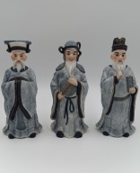 Trzech Nieśmiertelnych Bogów - Fu, Lu i Shou - piękna porcelana - 19,5cm
