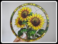 witraż witrażyk dekoracja okienna łapacz słońca słoneczniki