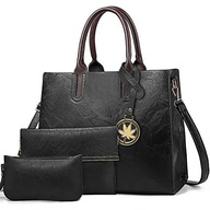 Torebka Damska Shopper Skóra PU Duża Torba na Ramię Laptop 15,6 Czarna