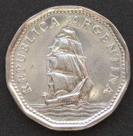 Argentyna 5 pesos 1962 - żaglowiec