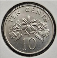 *SINGAPUR [0792]*10 Centów 1989 (Ten Cents) Rośliny: Calliandra surinamska